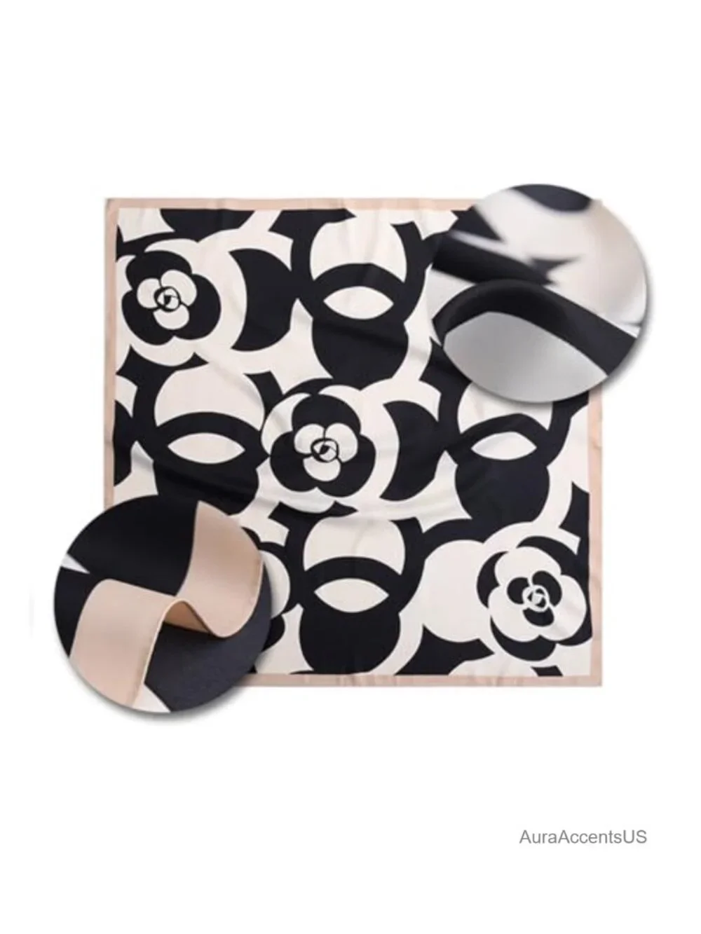 Large Square Silk Like Head Scarf - 35 Inch Print Bandana for Hair Wrapping